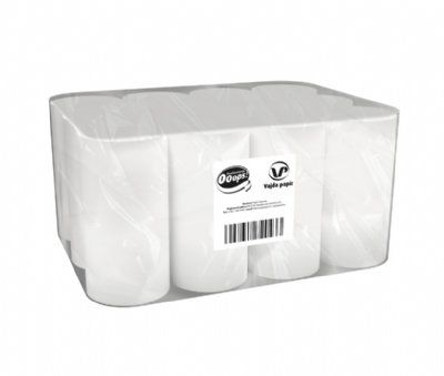 salg af Mini Håndklæderulle 1 lags hvid uden hylse 20 cm. x 120 m. 12 rl.