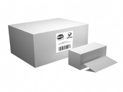 salg af Hvid dispenserserviet 2-lags nyfiber, V-fold, 16x21 cm.  4500 ark
